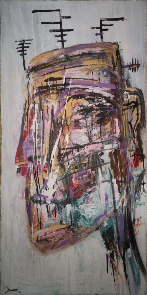 Antenna Painting, acrylic and mixed media painting by Jake DeBus, 2025–2026