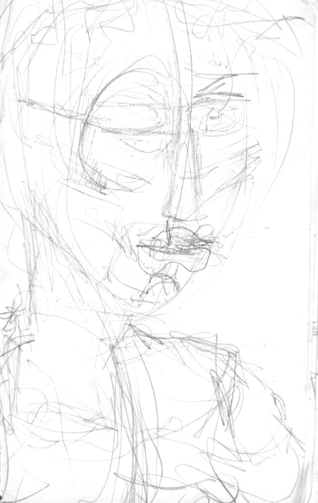Sketchbook Face II, pencil drawing by Jake DeBus, 2025–2026